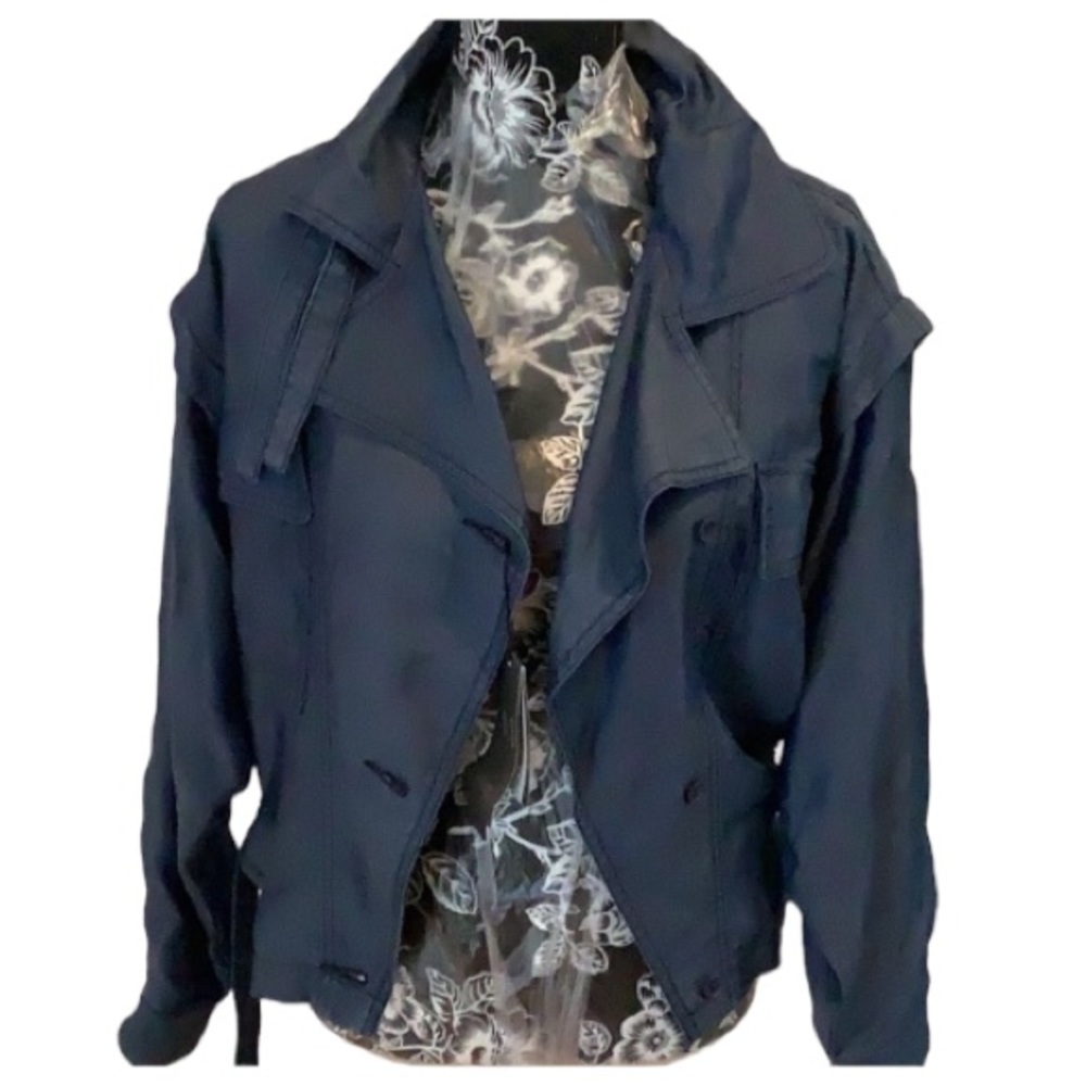 Armani Exchange AX small blue belted Jean jacket zipper & buckles NWT